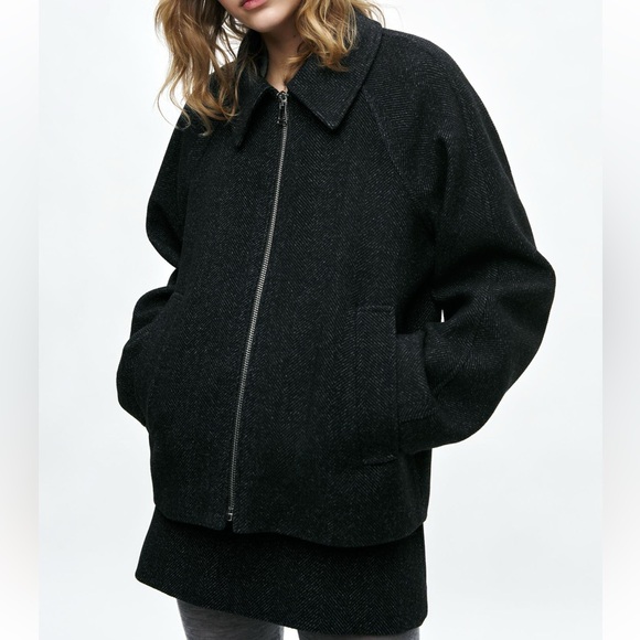 ZIPPERED WOOL BLEND JACKET ZW COLLECTION - Picture 1 of 5